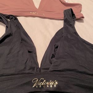 VS XL bralettes, one black, one mauve/dark pink